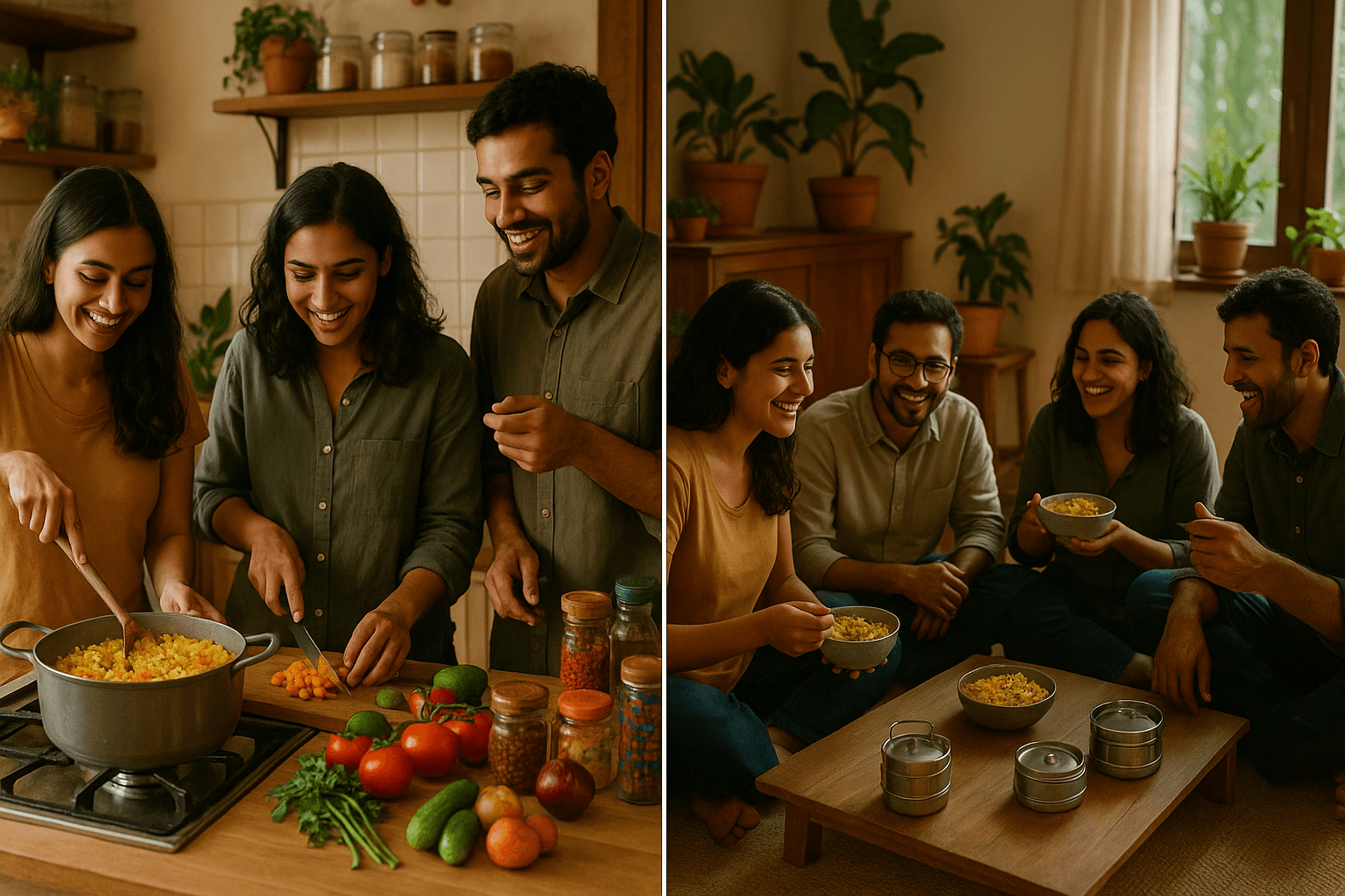 cooking together